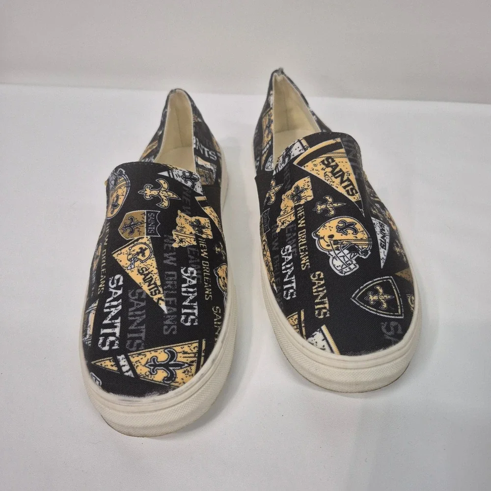 Unbranded New Orleans Saints Slip On Sneakers Womens 10‎ Black Gold Good